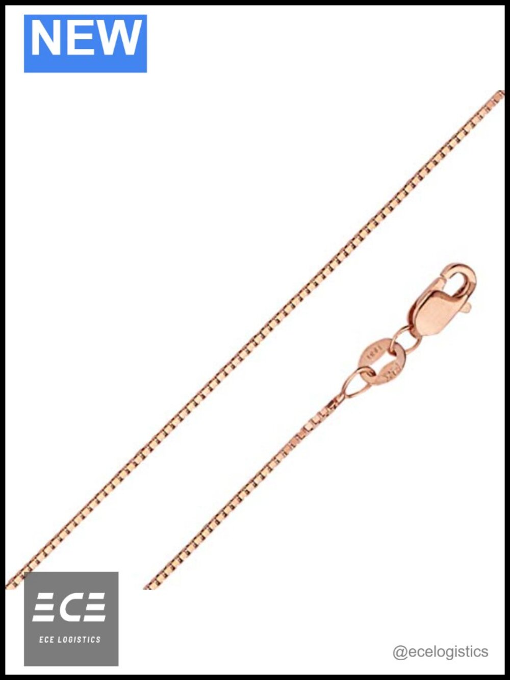 14k Gold Box Link Chain Necklace 0.8mm Solid Gold Lobster Clasp Adult